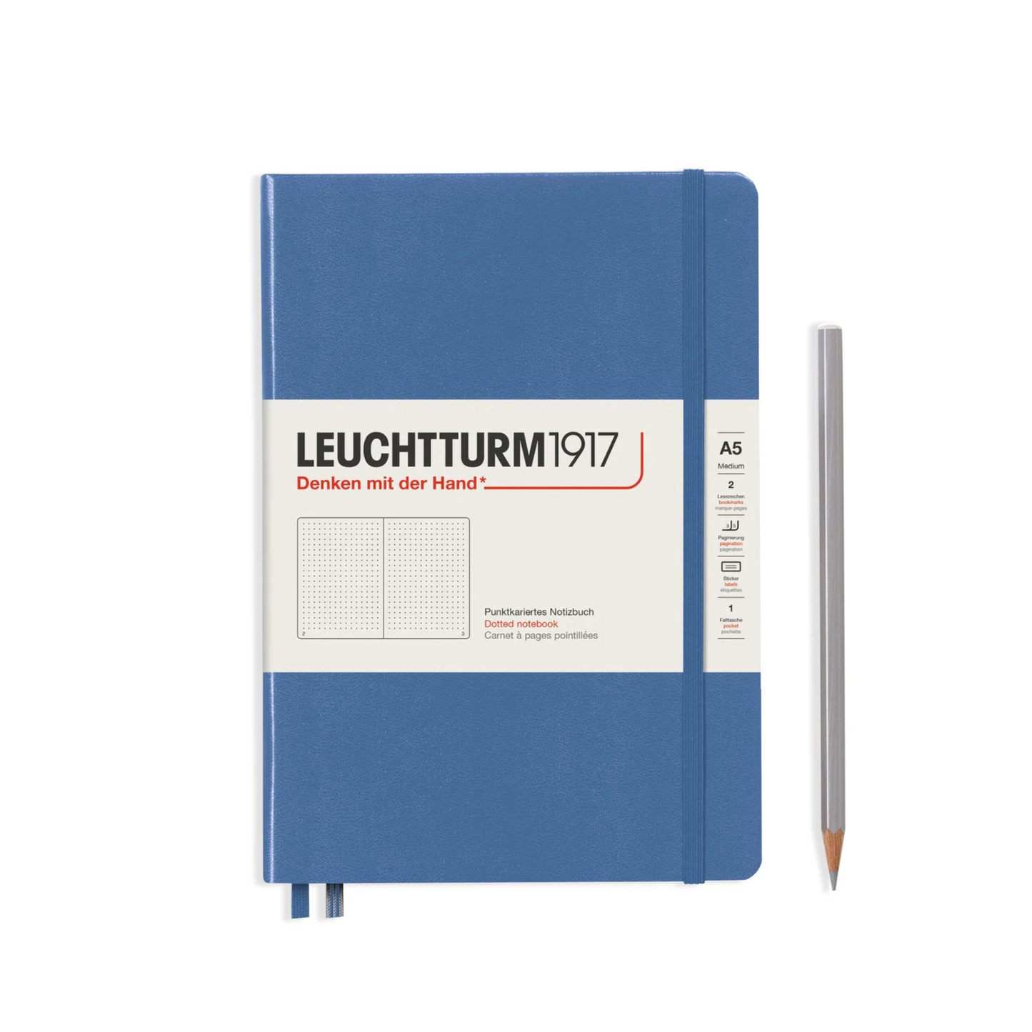 Medium A5 Denim - Dotted Hardcover Notebook