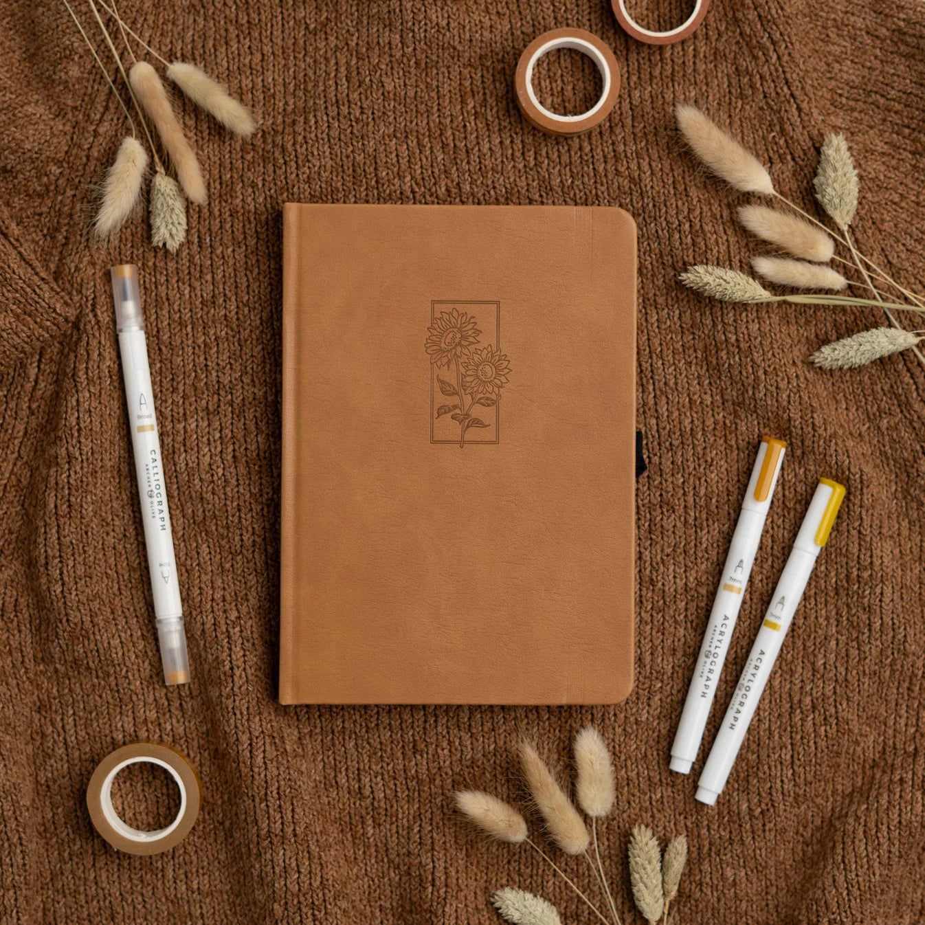 A5 Sunflower - 128 Pages - White Dot Grid Notebook
