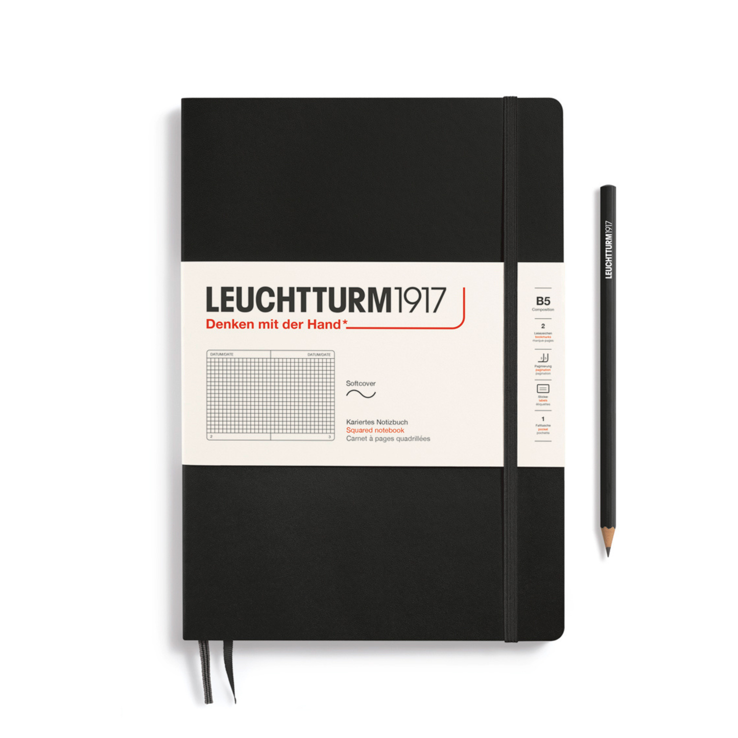Composition B5 Black - Squared Softcover Notebook
