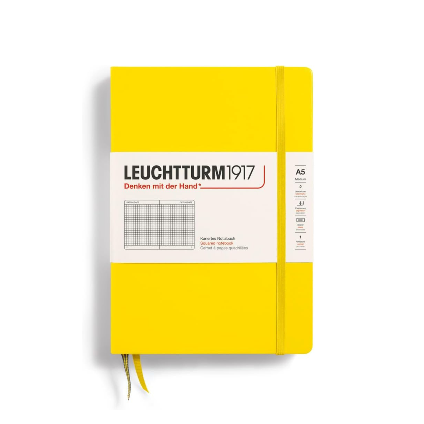 Medium A5 Lemon - Squared Hardcover Notebook