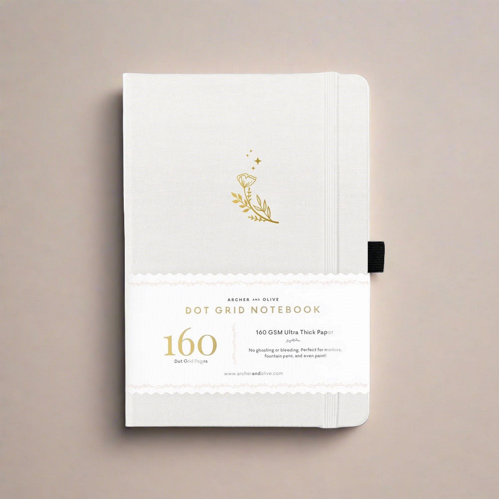 A5 Moon Flowers - White Dot Grid Notebook