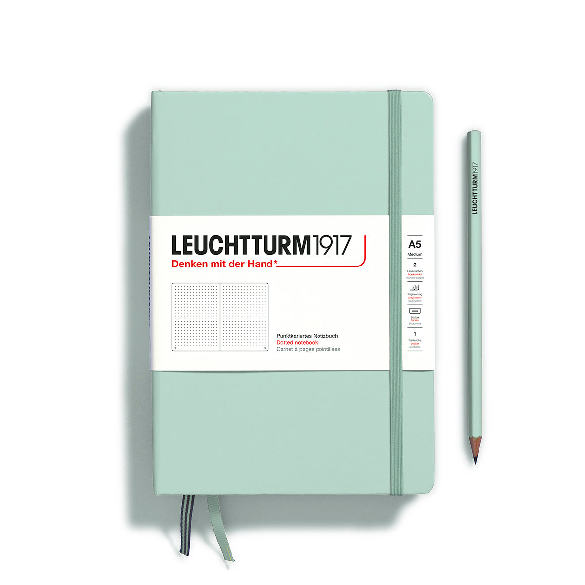 Medium A5 Mint Green - Dotted Hardcover Notebook