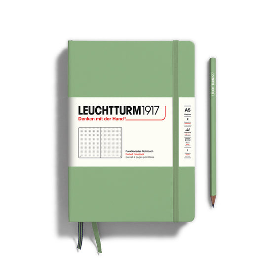 Medium A5 Sage Green - Dotted Hardcover Notebook