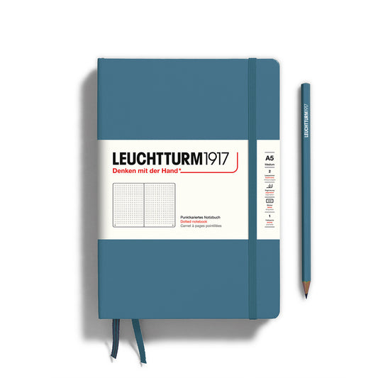 Medium A5 Stone Blue - Dotted Hardcover Notebook