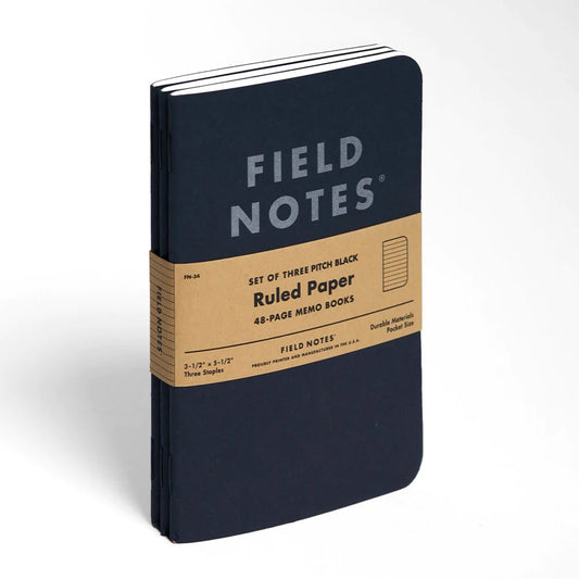 Field Notes - Pitch Black Notebook Set (3 Pack) - Ruled Paper