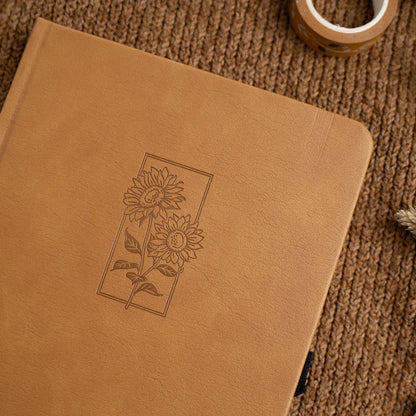A5 Sunflower - 128 Pages - White Dot Grid Notebook