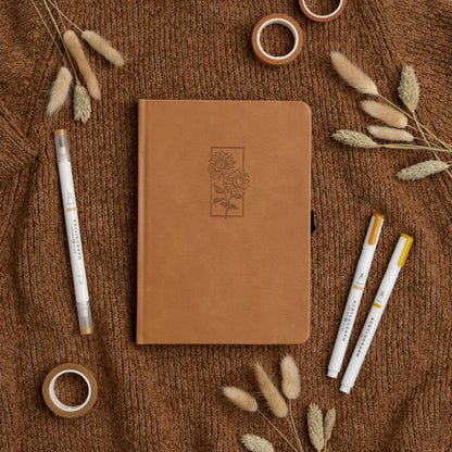 A5 Sunflower - 128 Pages - White Dot Grid Notebook