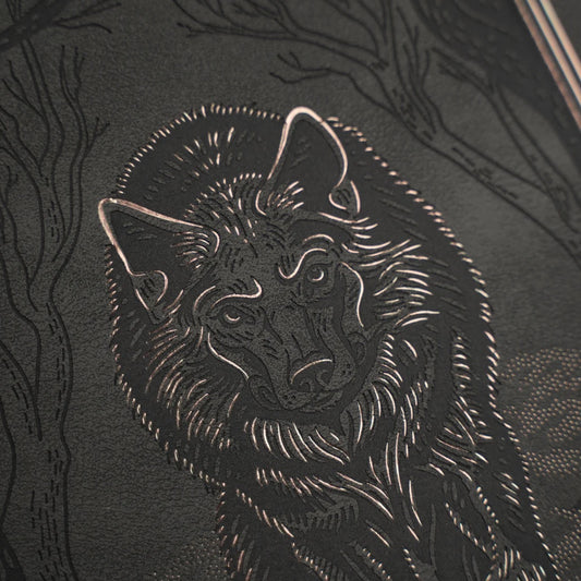8x8 Wolf in the Night - Blackout Notebook - Square Dot Grid Notebook