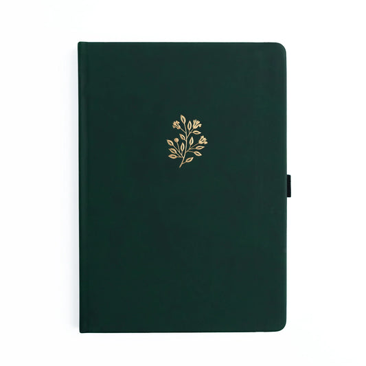 B5 Deep Green Floral - Dot Grid Notebook
