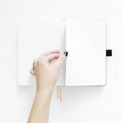 A5 Red Leaf - White Dot Grid Notebook
