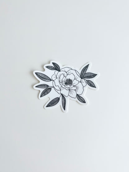 Black Peony Die Cut Sticker