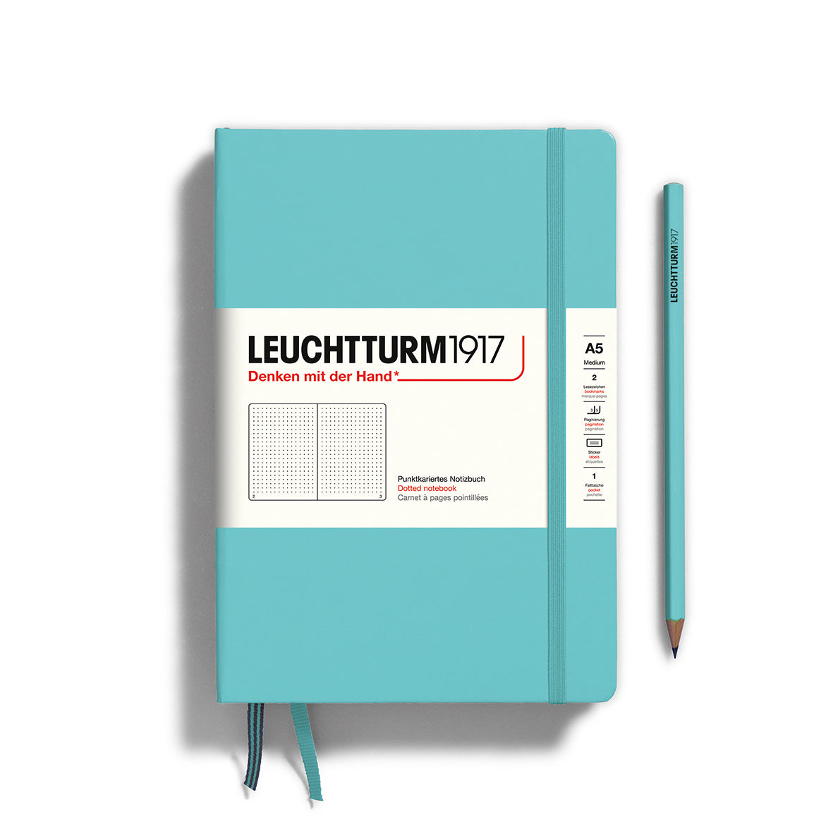 Medium A5 Aquamarine - Dotted Hardcover Notebook