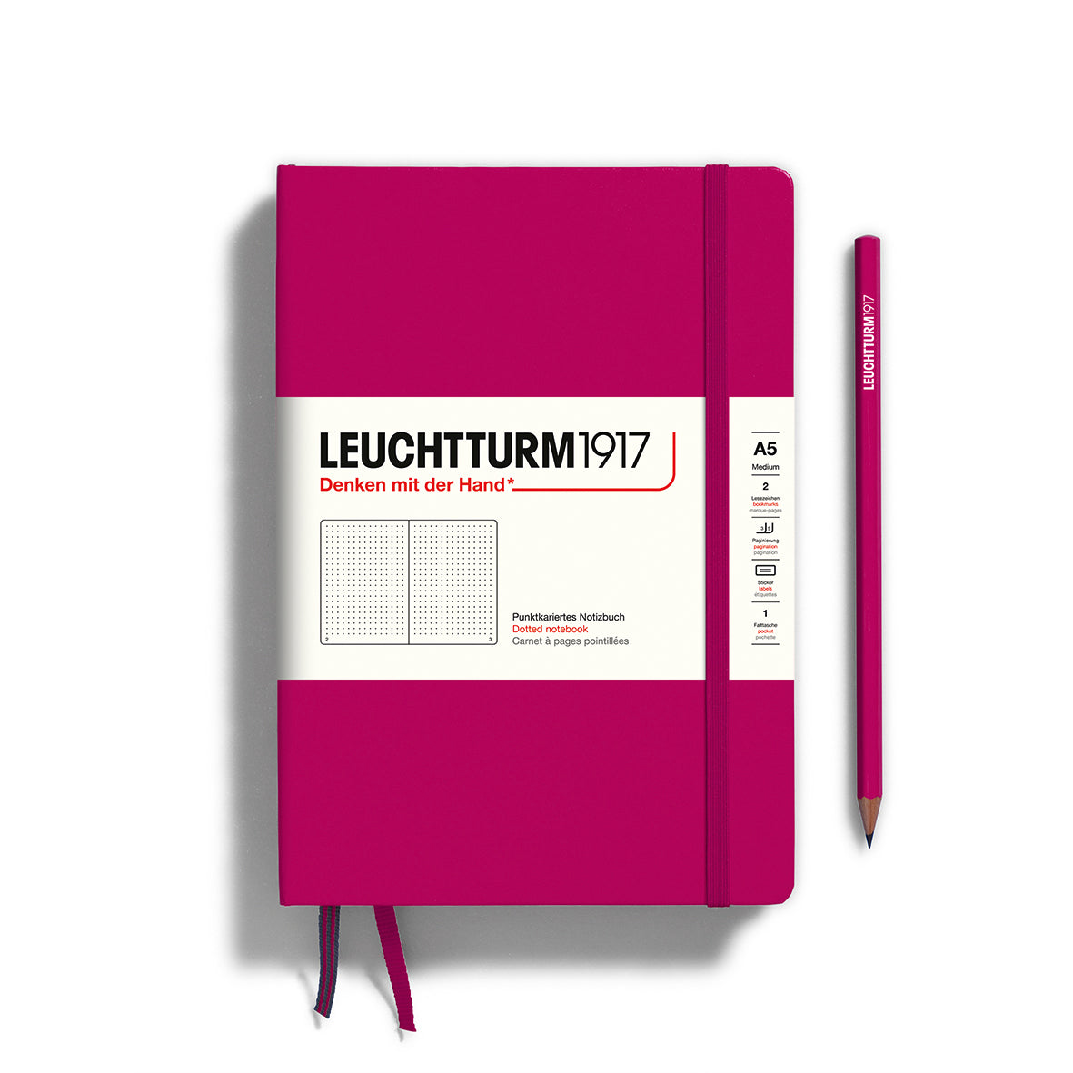 Medium A5 Berry - Dotted Hardcover Notebook
