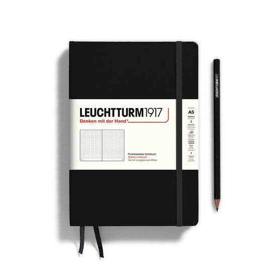 Medium A5 Black - Dotted Hardcover Notebook