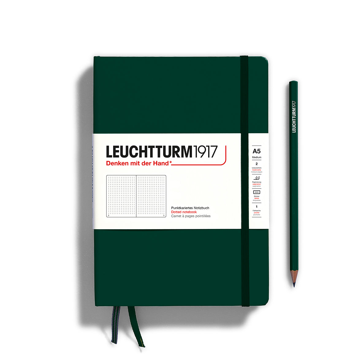 Medium A5 Forest Green - Dotted Hardcover Notebook
