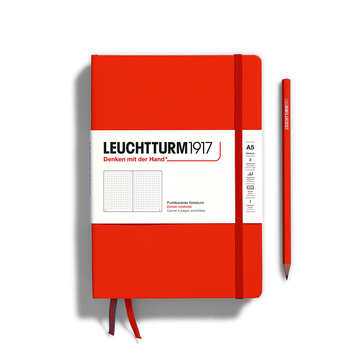 Medium A5 Fox Red - Dotted Hardcover Notebook