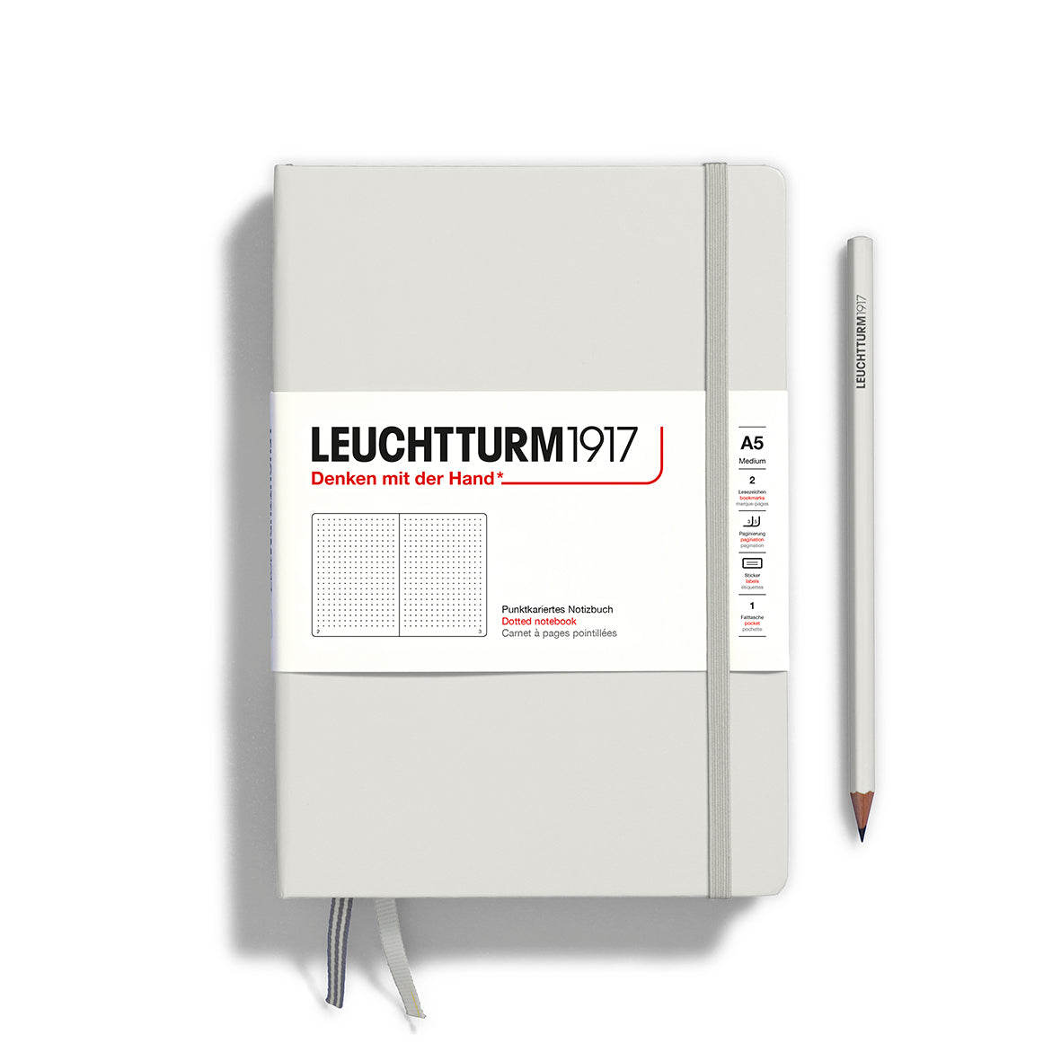 Medium A5 Light Grey - Dotted Hardcover Notebook