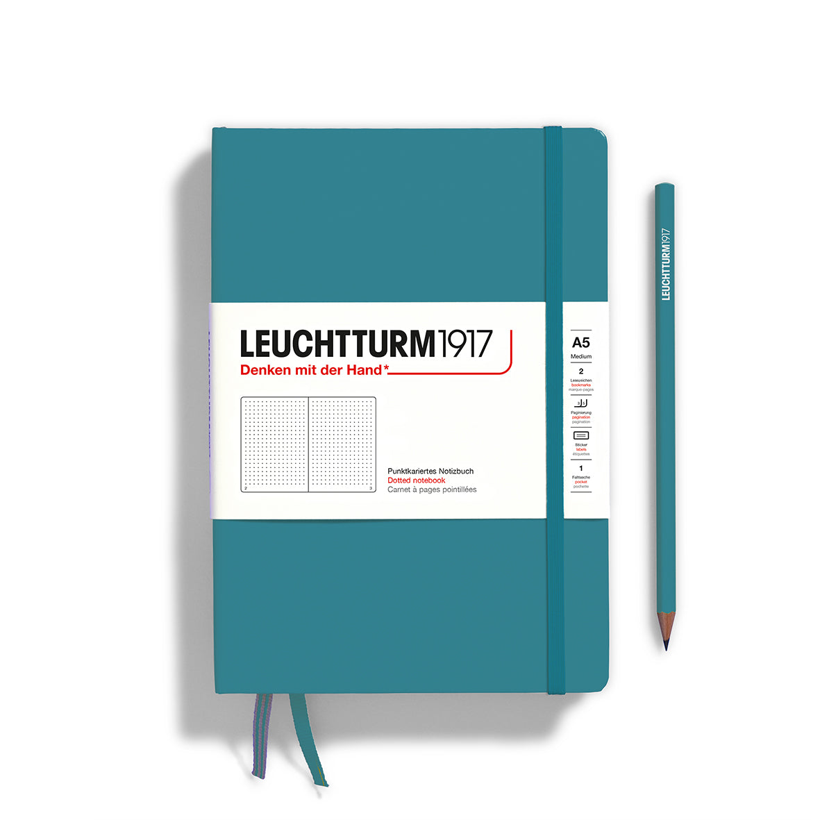 Medium A5 Ocean Blue - Dotted Hardcover Notebook