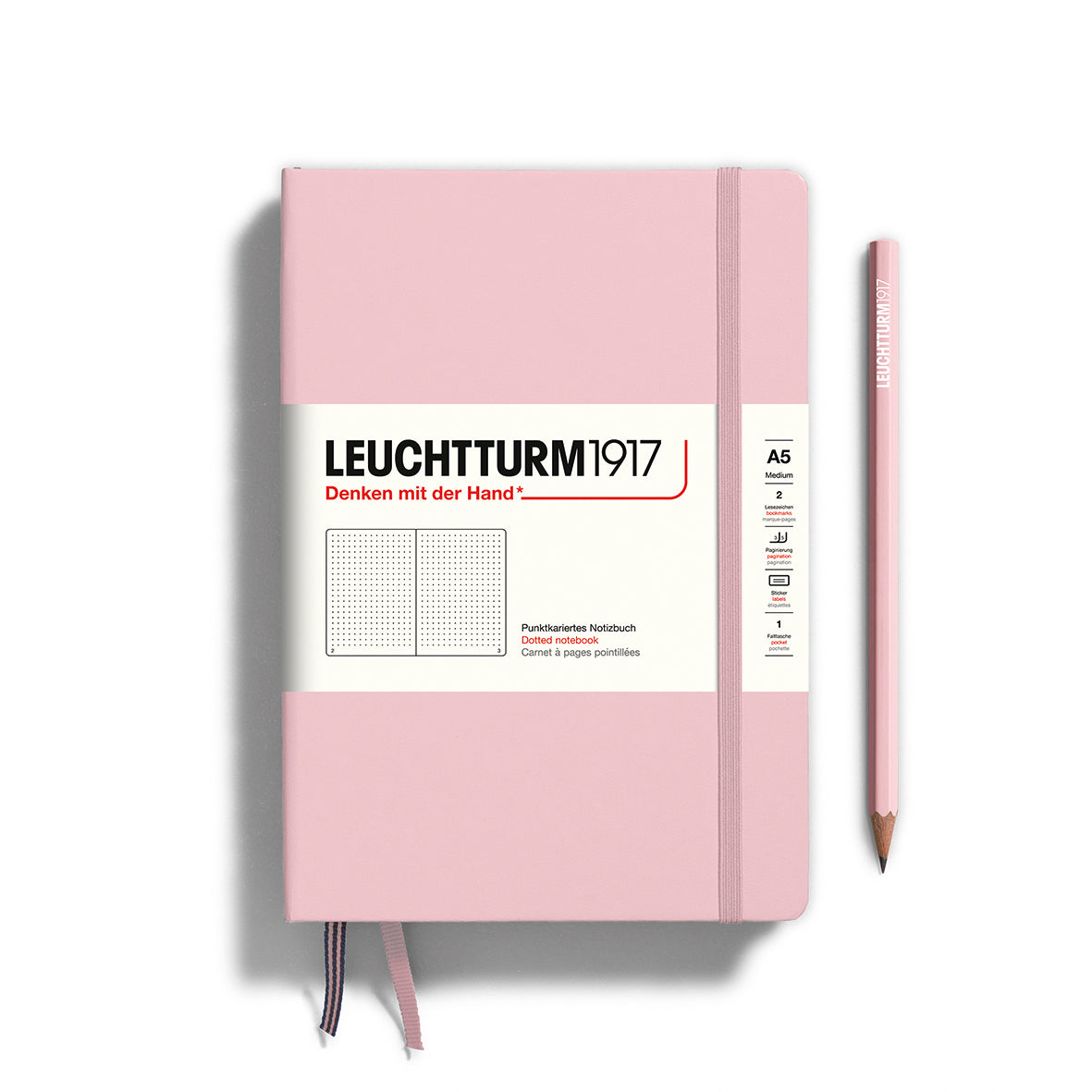 Medium A5 Powder Pink - Dotted Hardcover Notebook